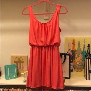 Bright coral mini dress